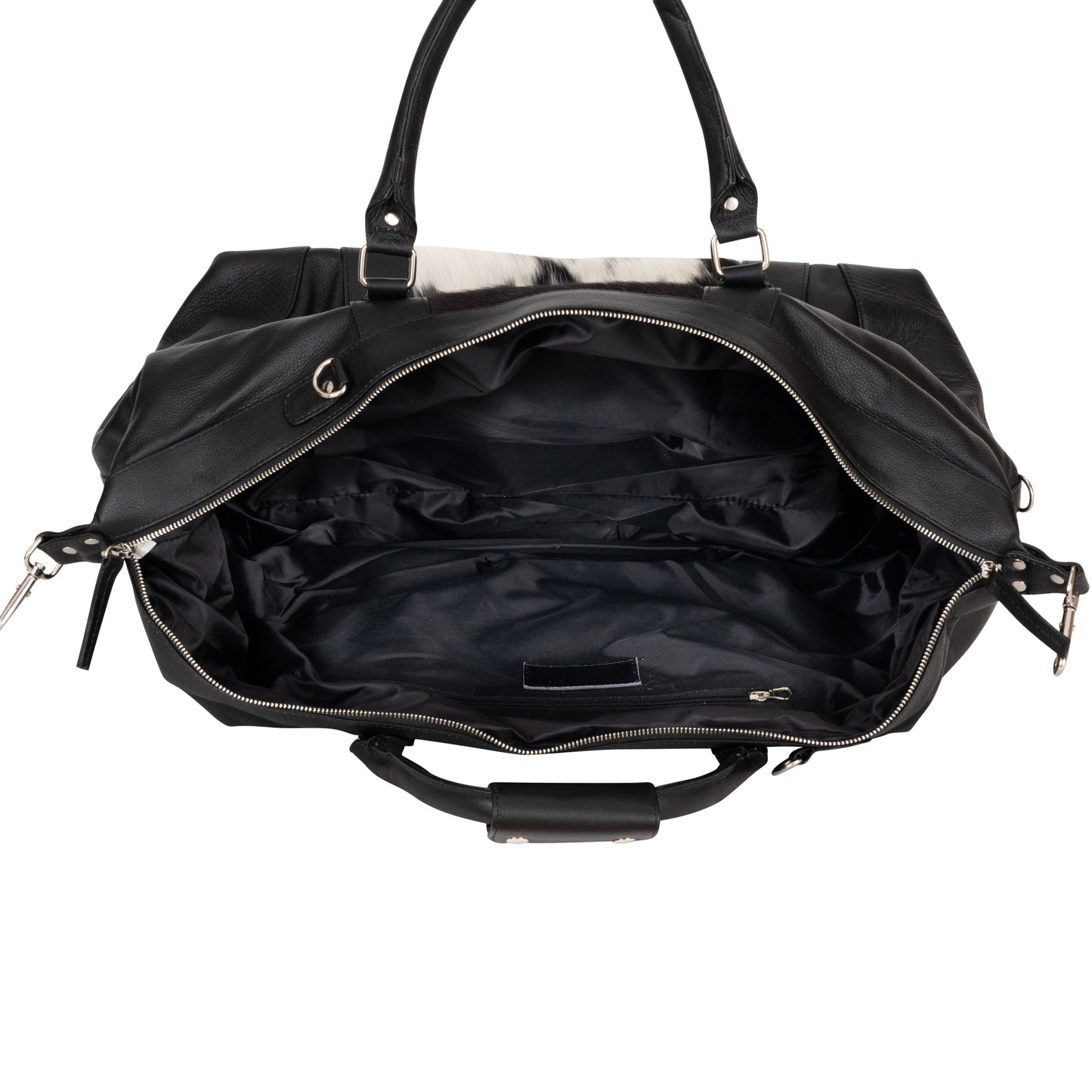 Sable Hair-On Duffle – Black Leather & Cowhide Weekender