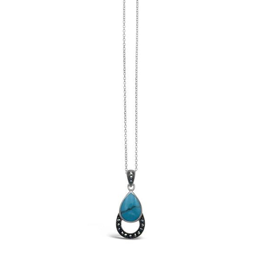 Marcasite & Turquoise Teardrop Necklace