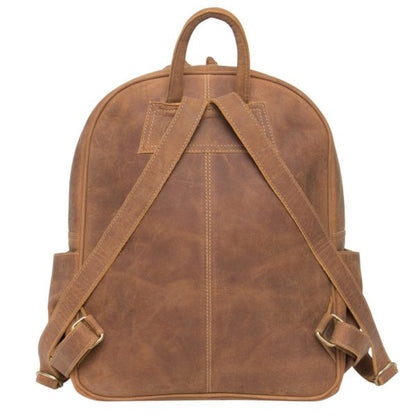 Antique Leather Backpack with Tooling Detail