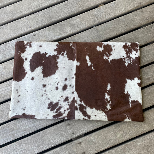 Rectangle Cowhide Cushion Cover – Tan and White Cowhide
