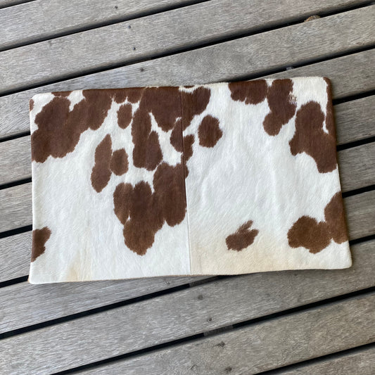 Rectangle Cowhide Cushion Cover – Tan and White Cowhide