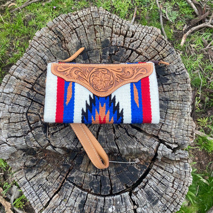 Tooled Saddle Blanket Clutch