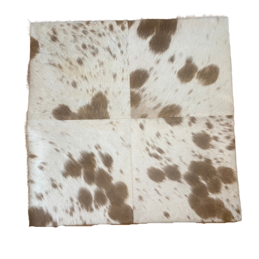 Cowhide Cushion Cover - Tan and White Cowhide