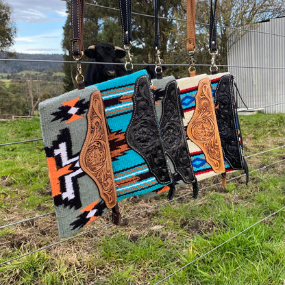 Tooled Saddle Blanket Clutch